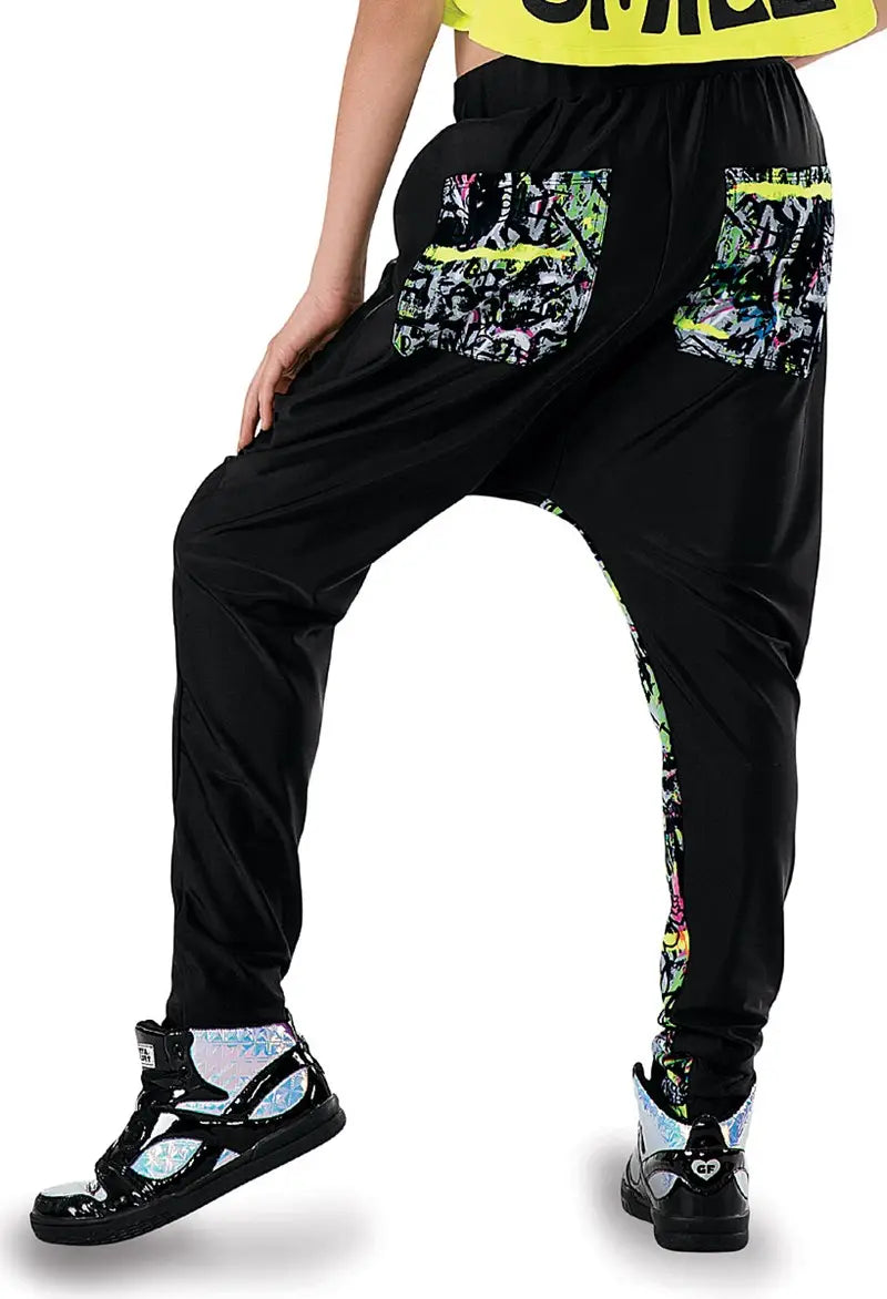 Weissman PL8089 Graffiti Print Harem Pants
